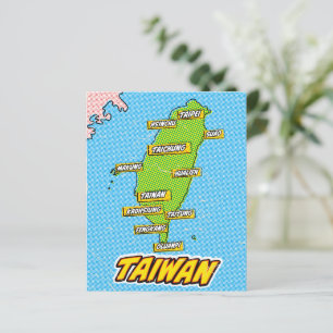 Carte de Taïwan illustrée par Pop Art