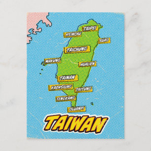 Carte de Taïwan illustrée par Pop Art