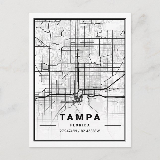 Carte de Tampa Florida USA Travel City (Devant)