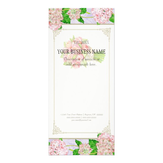 Carte de tarif d'affaires - Rose Hydrangea Florist (Devant)