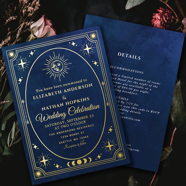 Carte de Tarot Céleste Bleue Invitation de Mariage (Créateur téléchargé)