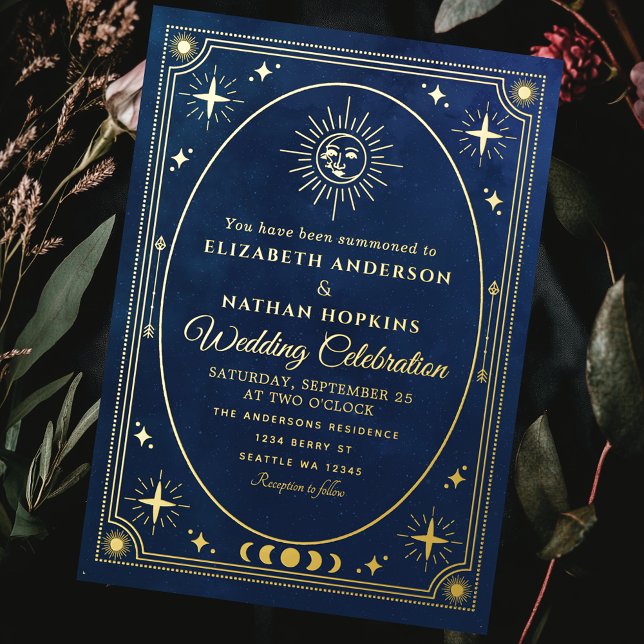 Carte de Tarot Céleste Bleue Invitation de Mariage (Créateur téléchargé)