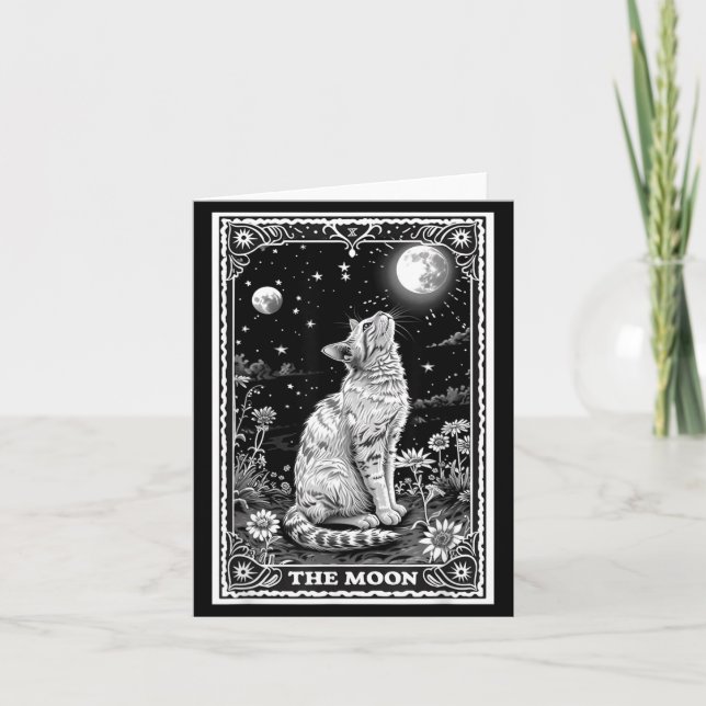 Carte de Tarot de Chat Chapeau de Lune Sorcière Ha (Devant)