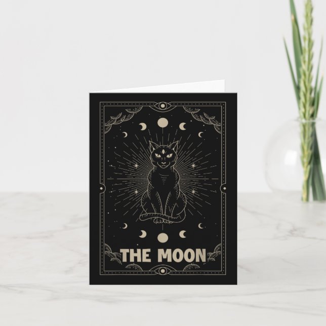 Carte de tarot de chat de lune croissante Graphiqu (Devant)