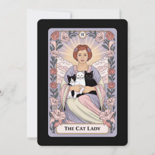 Carte de tarot de dame aux chats sorcière féline m