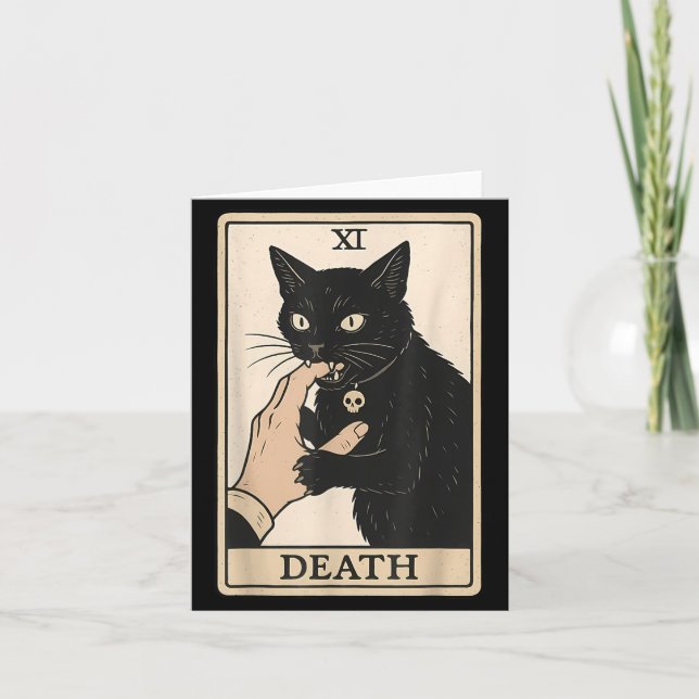 Carte de Tarot de la Mort Chat Noir Halloween Sorc (Devant)