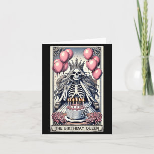 Carte de tarot de la reine d'anniversaire squelett