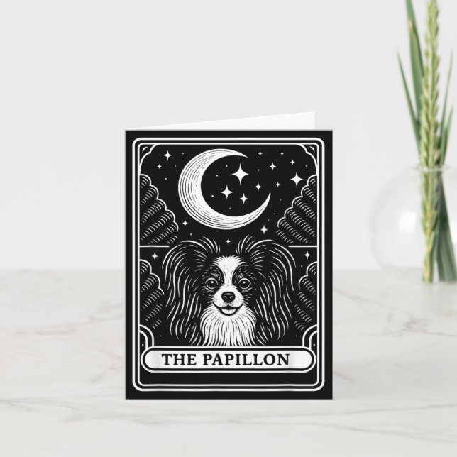 Carte de tarot de maman chien Papillon Lune croiss (Devant)