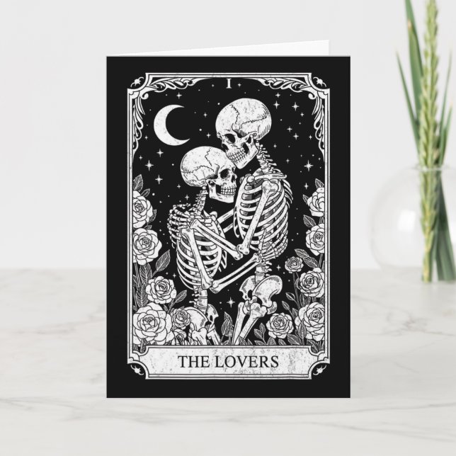 Carte de tarot Les Amants Squelette Goth Halloween (Devant)