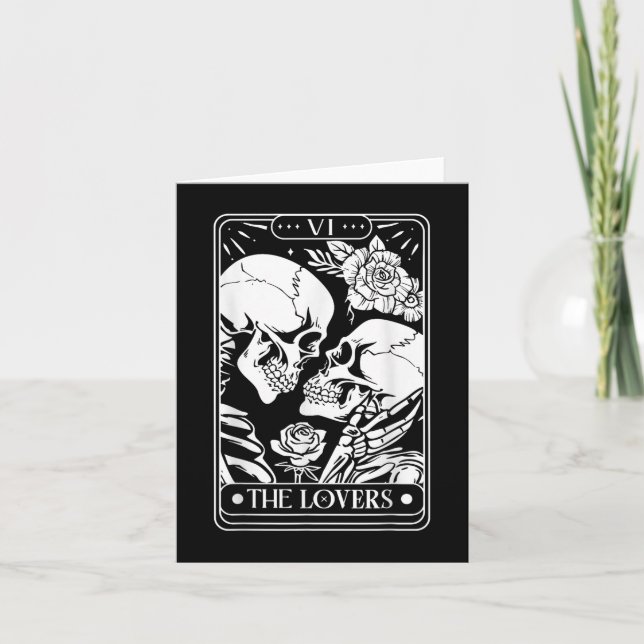 Carte de Tarot Les Amants Squelette Vintage Gothiq (Devant)