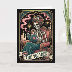 Carte de tarot squelette Le lecteur amateur de liv