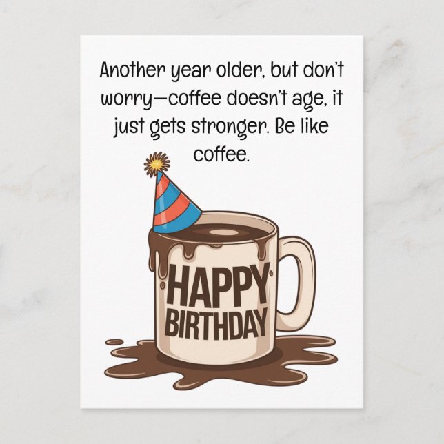 Carte de tasse de café d'anniversaire : Vœux merve (Devant)
