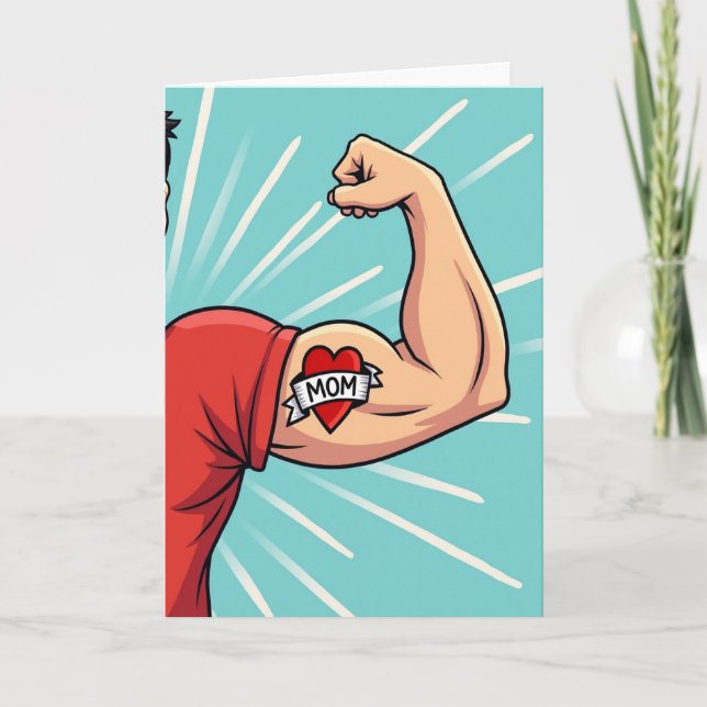 Carte de tatouage d'amour à bras fort (Devant)