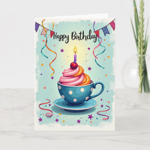 Carte de teacup pour un joyeux anniversaire