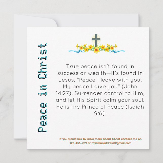 Carte de témoignage de paix en Christ (Devant)
