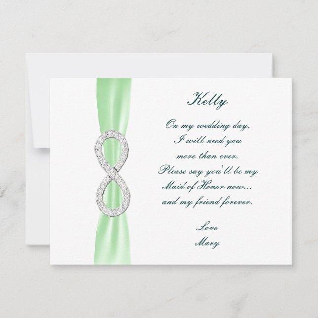 Carte de témoin de mariage Green Diamond Infinity (Devant)