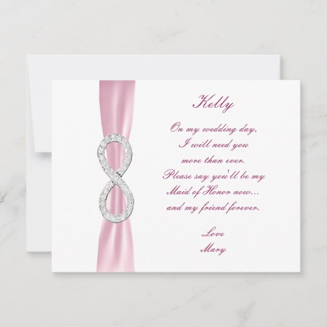 Carte de témoin de mariage Pink Diamond Infinity (Devant)