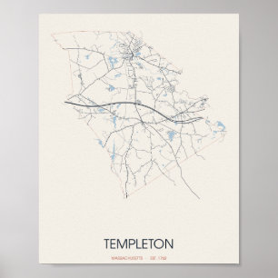 Carte de Templeton Massachusetts Poster