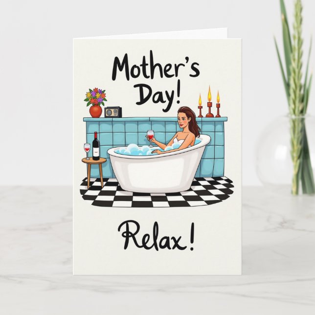 Carte de temps de bain relaxant à carreaux (Devant)