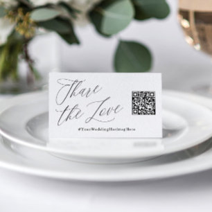 Carte de tente de code QR de hashtag de mariage 'P