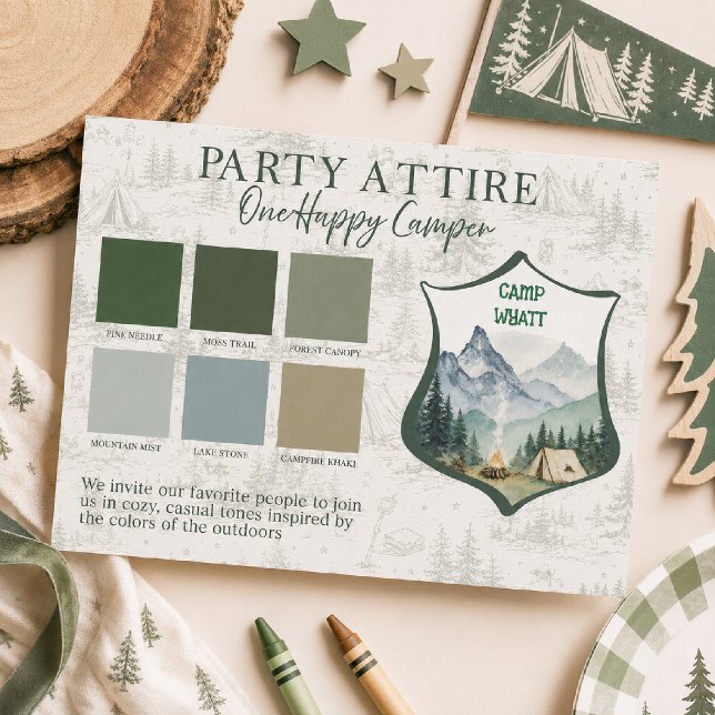 Carte de tenue de fête d'anniversaire Happy Camper (Créateur téléchargé)