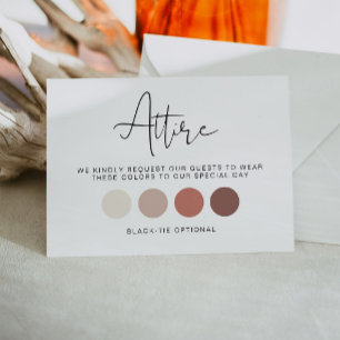 Carte de tenue de mariage, encart de code vestimen