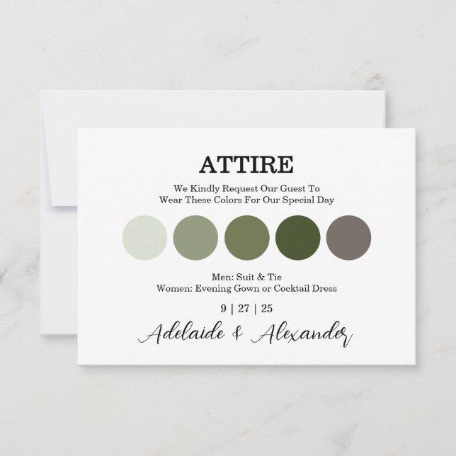 Carte de tenue de mariage rustique bois forêt vert (Devant)