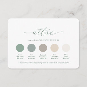 Carte de tenue de mariage vert sauge classique