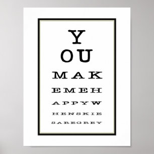 Carte de test des yeux romantiques mignons Poster
