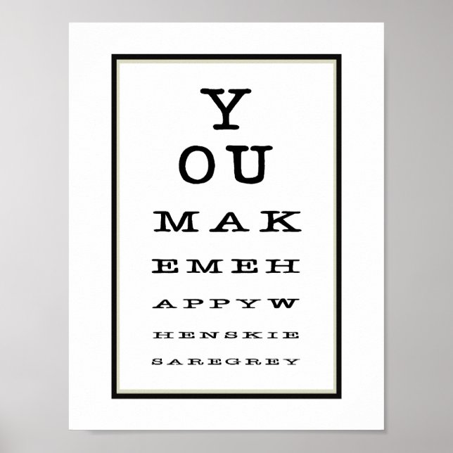 Carte de test des yeux romantiques mignons Poster  (Devant)