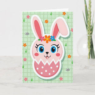 Carte de tête de lapin à pois