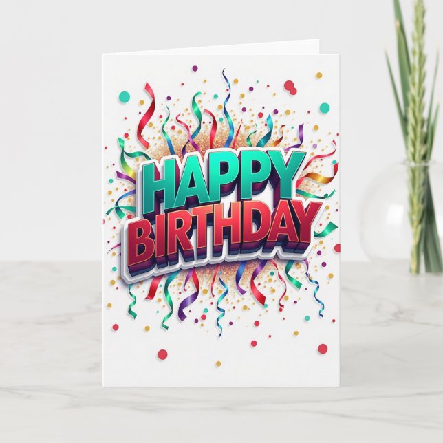 Carte de texte 3D pour anniversaire festive (Devant)