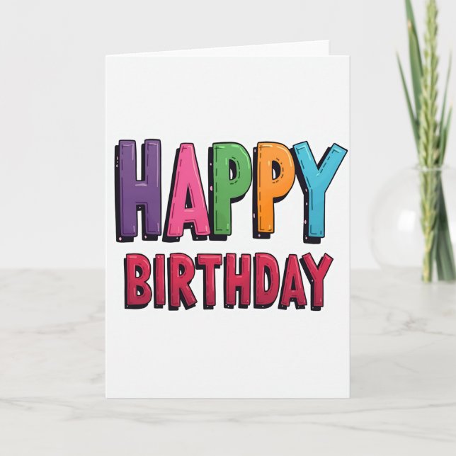 Carte de texte d'anniversaire colorée (Devant)