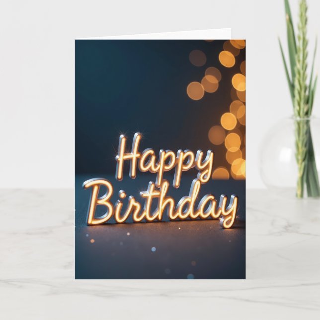 Carte de texte de lumineux pour anniversaire (Devant)