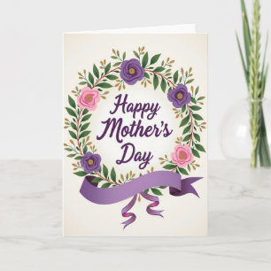 Carte de texte joyeux à couronne florale
