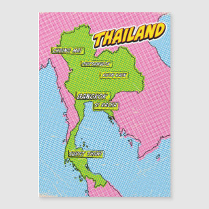 Carte de Thaïlande illustrée par l'art Pop