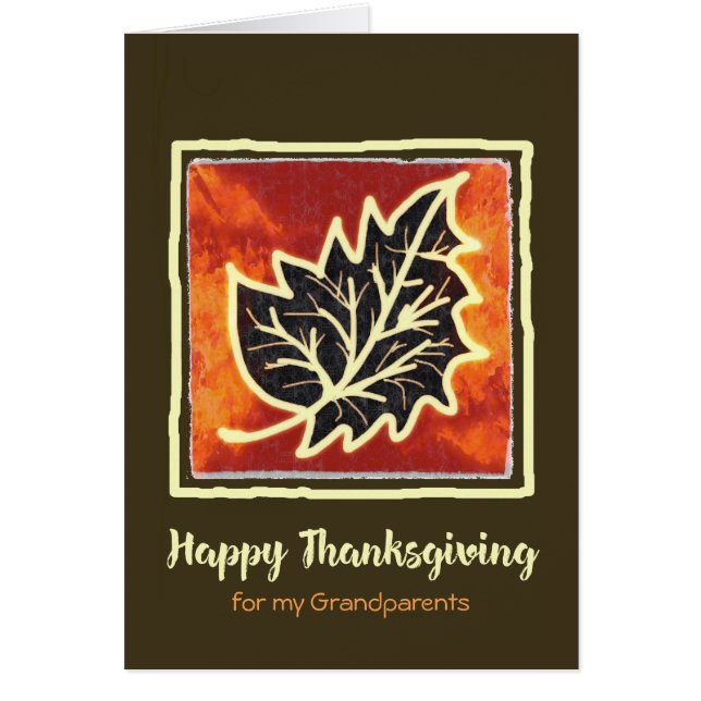 Carte de Thanksgiving à feuilles d'automne pour gr (Devant)