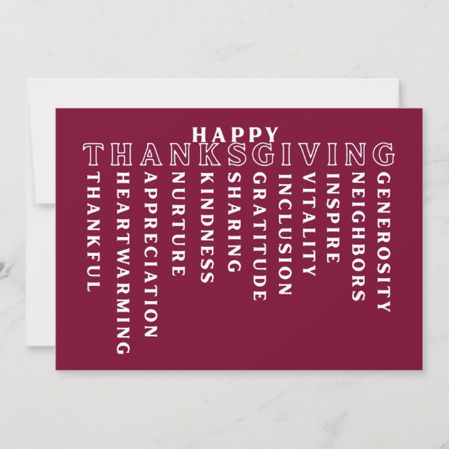 Carte de Thanksgiving acrostiche joyeuse (Devant)