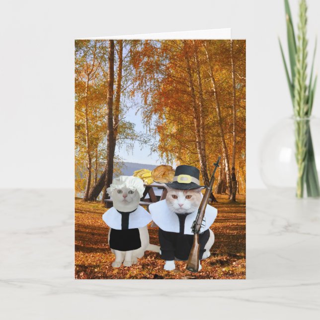 Carte de Thanksgiving Amoureux des chats amusante (Devant)