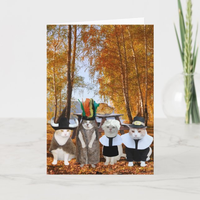 Carte de Thanksgiving Amoureux des chats amusante (Devant)