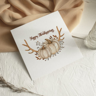 Carte de Thanksgiving aquarelle citrouille bois de