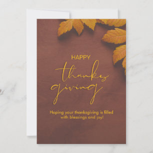 Carte de Thanksgiving Brown et Jaune minimaliste