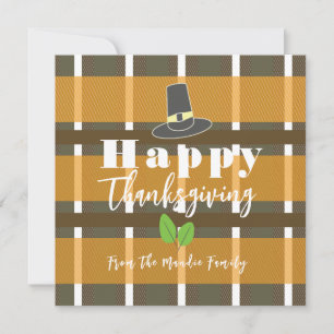 Carte de Thanksgiving Chapeau de Pèlerin à Carreau