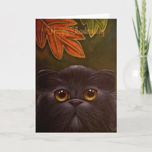 CARTE DE THANKSGIVING - CHAT PERSAN NOIR