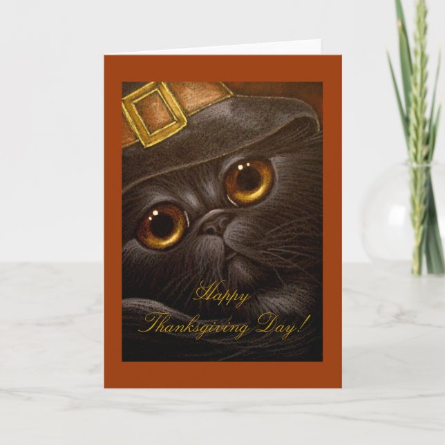 Carte de Thanksgiving CHAT PERSAN NOIR (Devant)