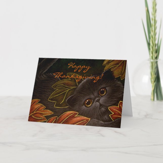Carte de Thanksgiving CHATON NOIR (Devant)