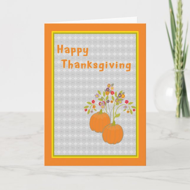 Carte de Thanksgiving Citrouilles & Fleurs (Devant)
