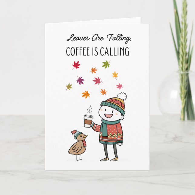 Carte de Thanksgiving cosy avec dinde et café (Devant)