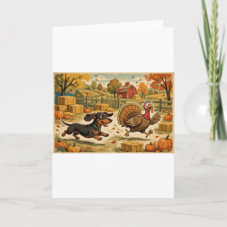 Carte de Thanksgiving drôle de Dachshund — Poursui