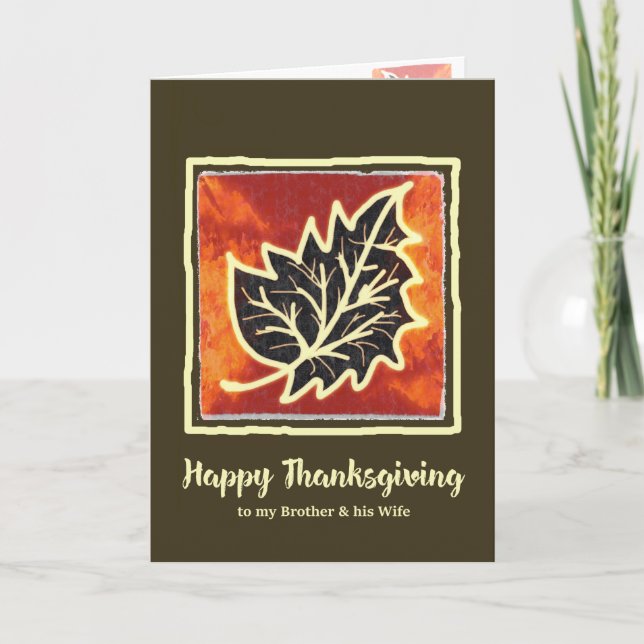 Carte de Thanksgiving feuille d'automne pour frère (Devant)